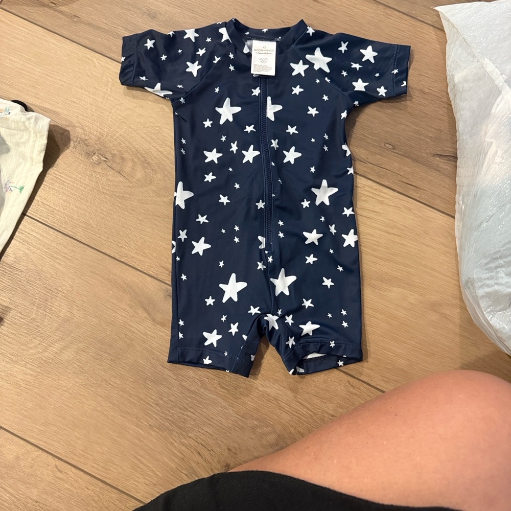 Hanna Andersson Navy and White Star Bodysuit